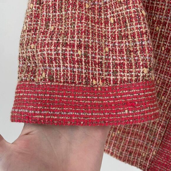 Jonofui Women's Tweed 3/4 Sleeve Lined Blazer Jacket‎ Pink Medium Silk lining - Picture 4 of 16